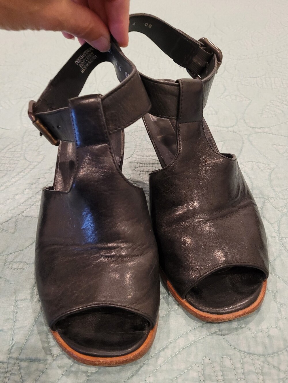 PAUL GREEN Madonna Black Leather Open-Toe Women's Sandals